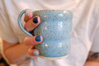 8 oz Wavy Speckled Light Blue Ceramic Mug- #5