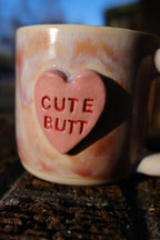 8 oz Flirty Heart Hand-Stamped Ceramic Conversation Mug- #11