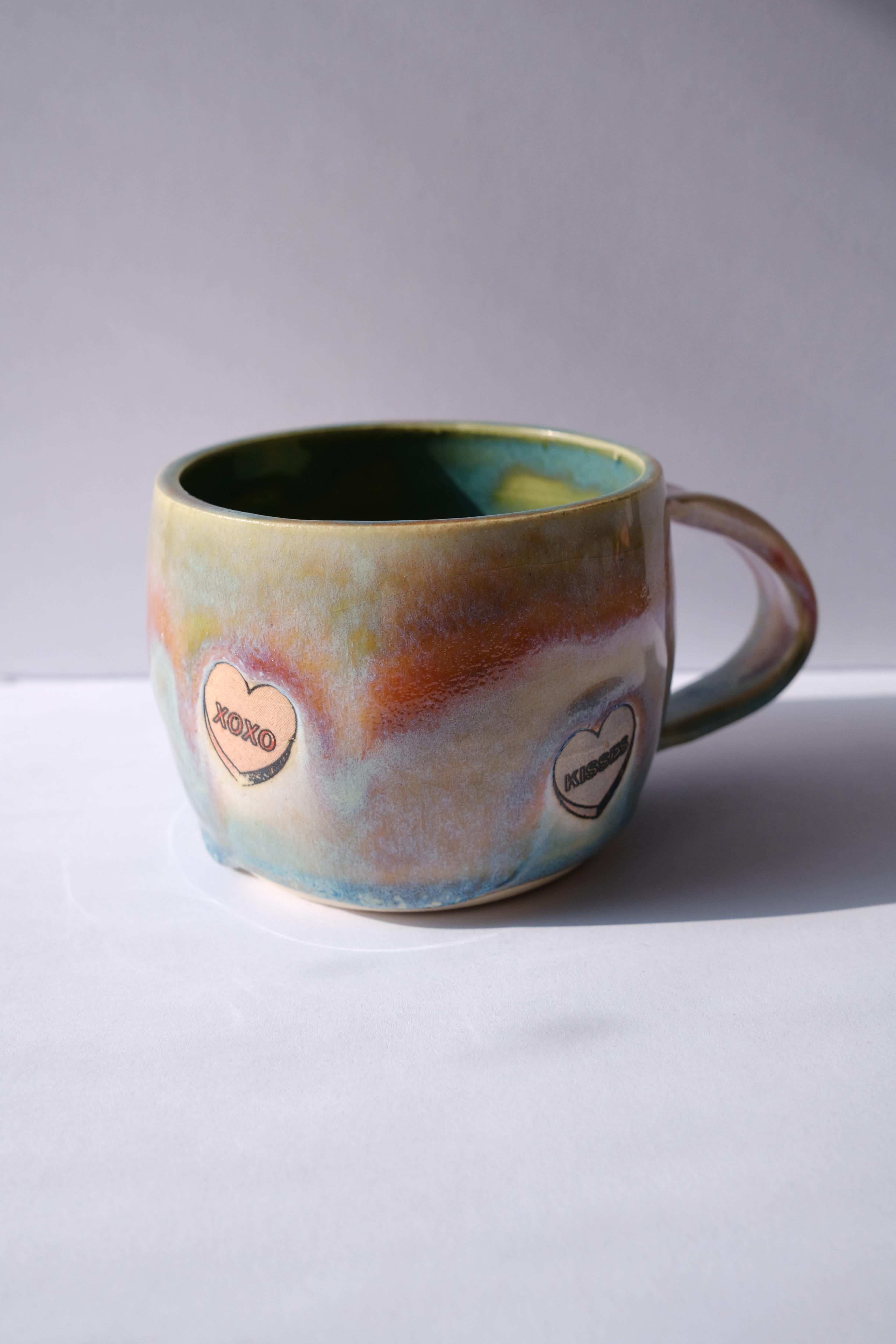 8 oz Sweet Talk Rainbow Glaze Conversation Heart Ceramic Mug- #10