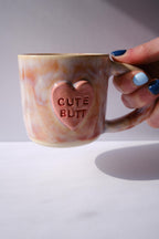8 oz Flirty Heart Hand-Stamped Ceramic Conversation Mug- #11
