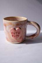 8 oz Flirty Heart Hand-Stamped Ceramic Conversation Mug- #11