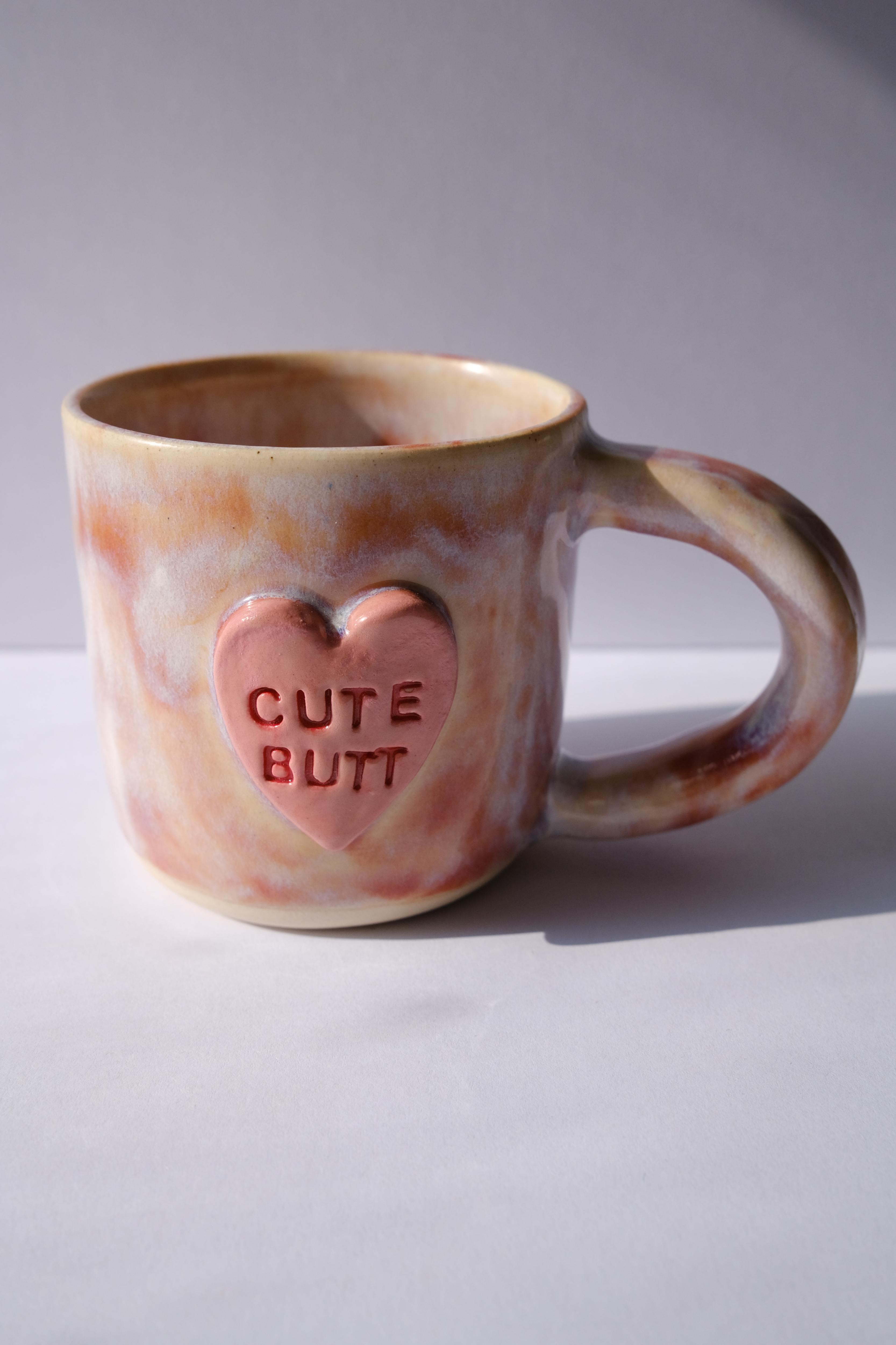 8 oz Flirty Heart Hand-Stamped Ceramic Conversation Mug- #11