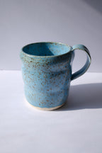 8 oz Wavy Speckled Light Blue Ceramic Mug- #5