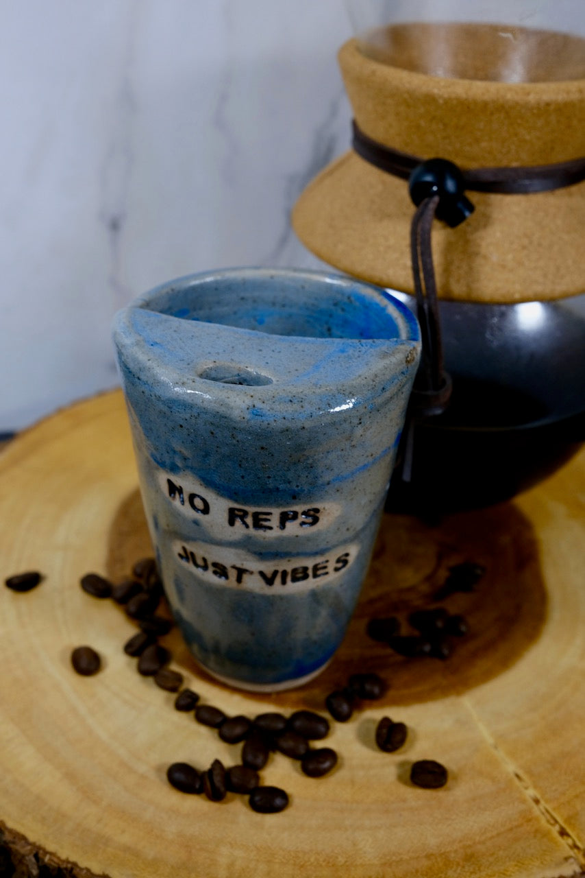 No Reps Just Vibes Blue Travel Mug