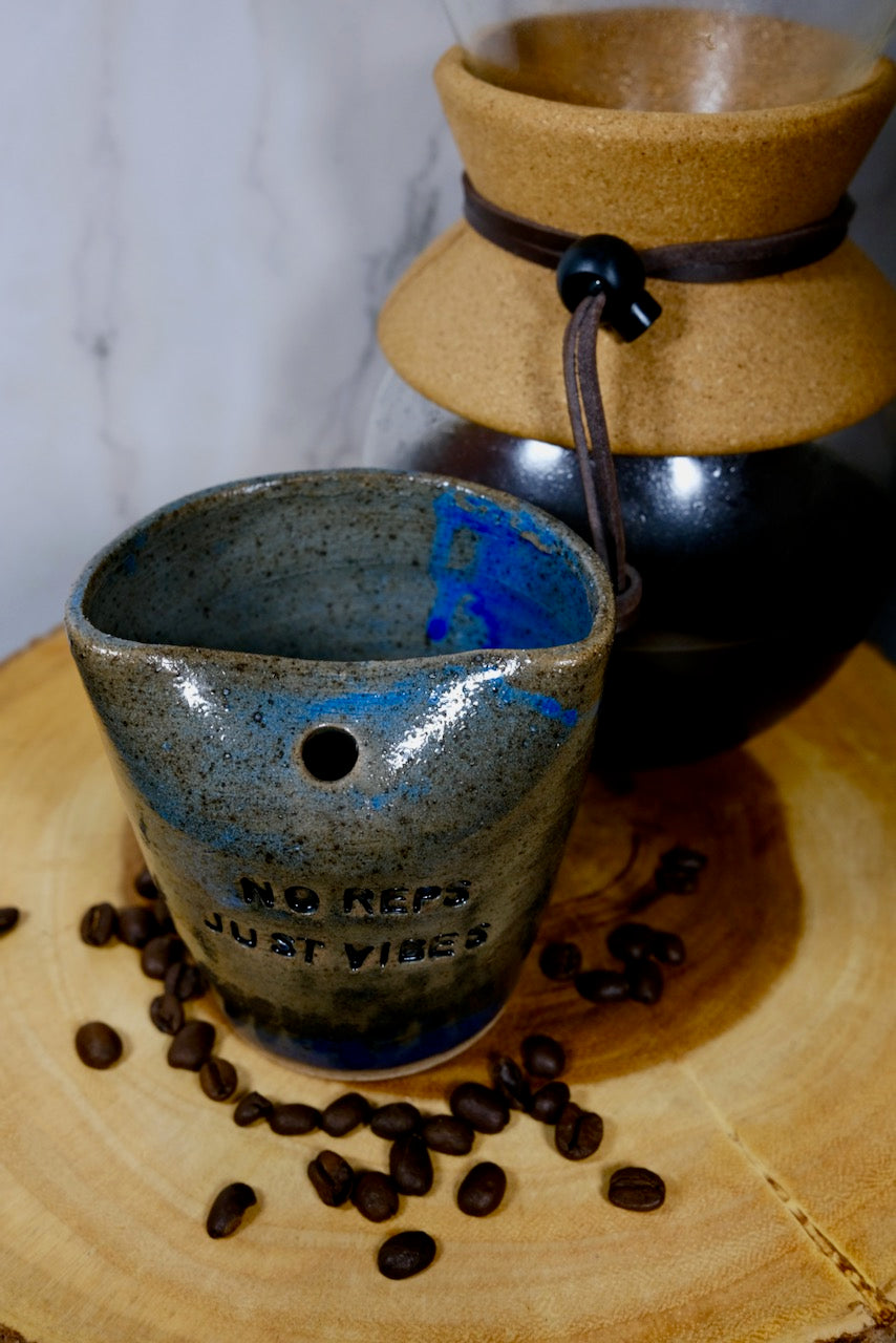 No Reps Just Vibes Blue Straw Tumbler