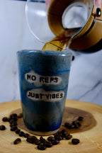 No Reps Just Vibes Blue Travel Mug