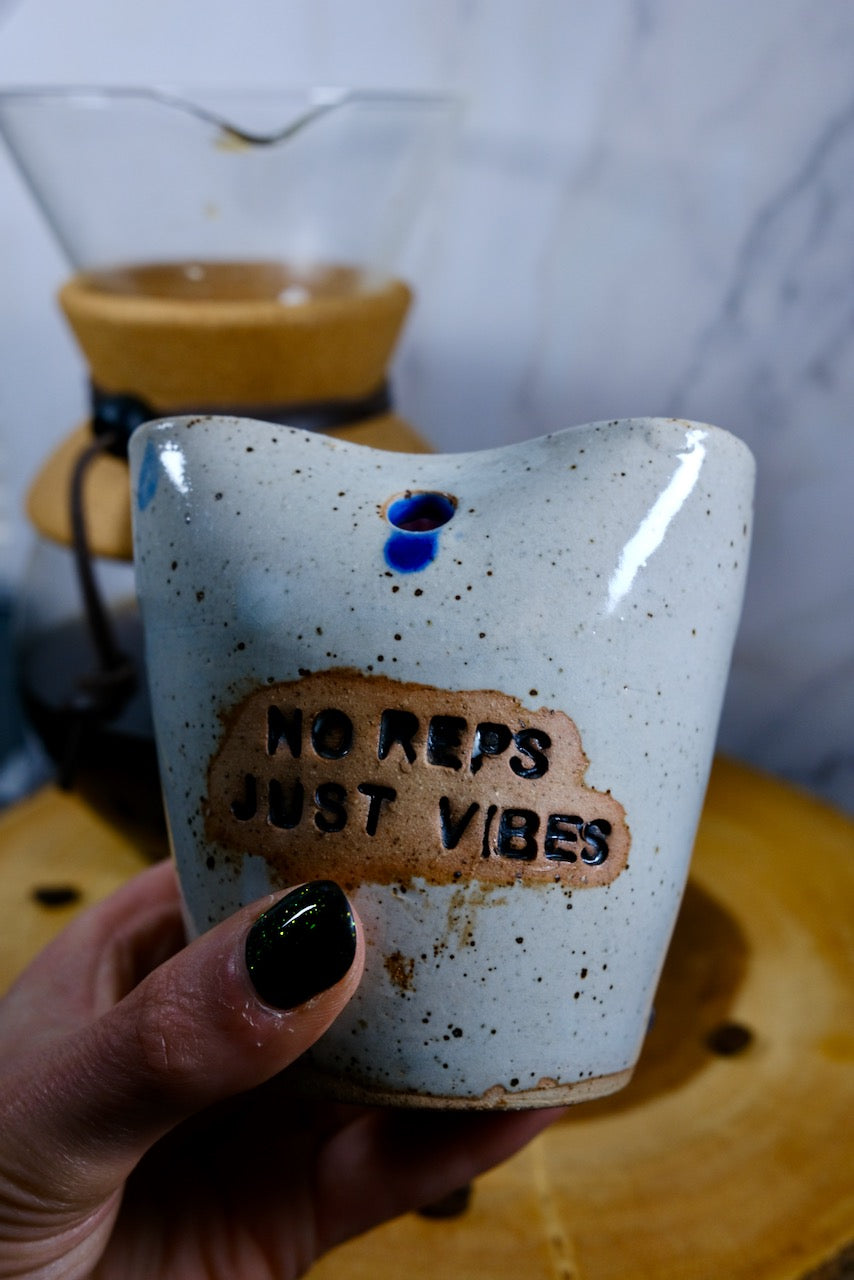 No Reps Just Vibes White Straw Tumbler