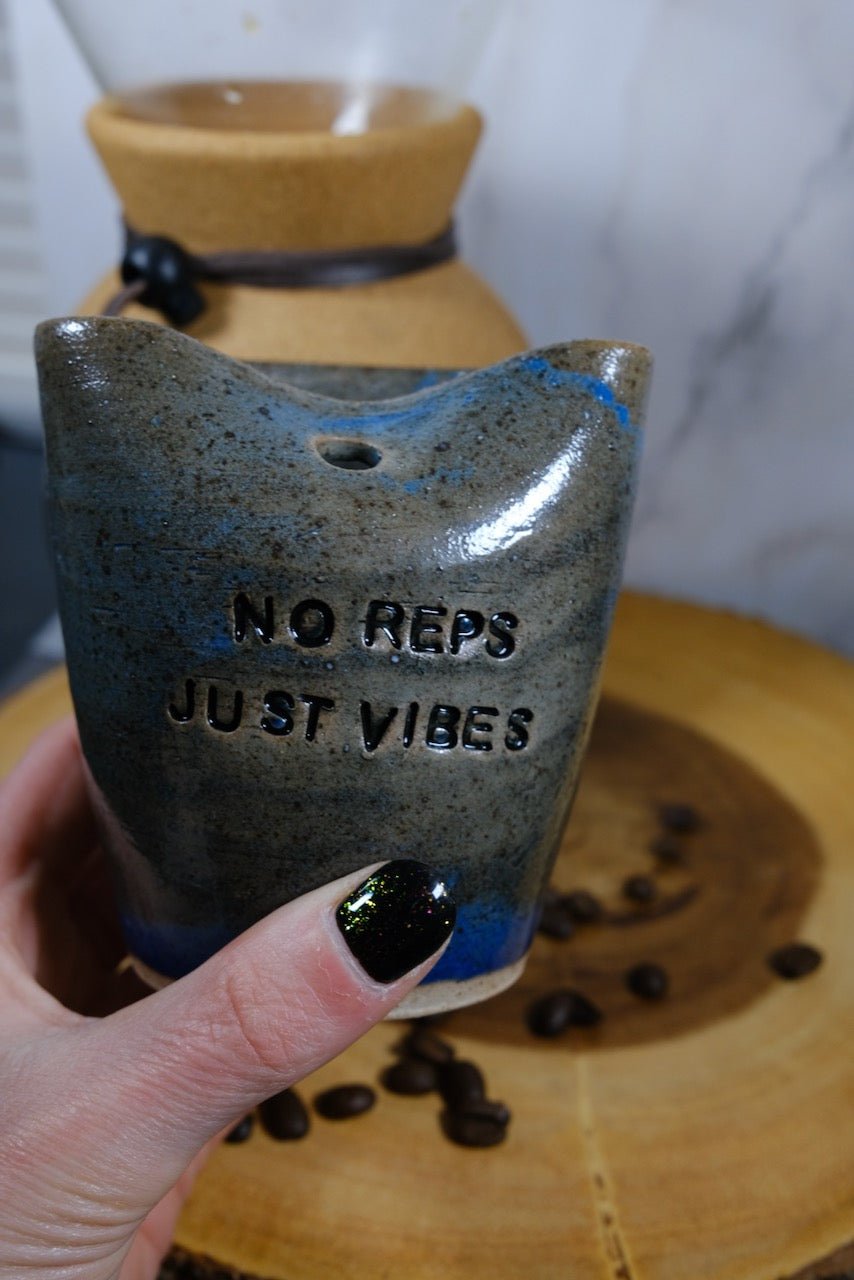 No Reps Just Vibes Blue Straw Tumbler