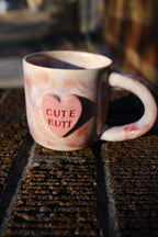 8 oz Flirty Heart Hand-Stamped Ceramic Conversation Mug- #11
